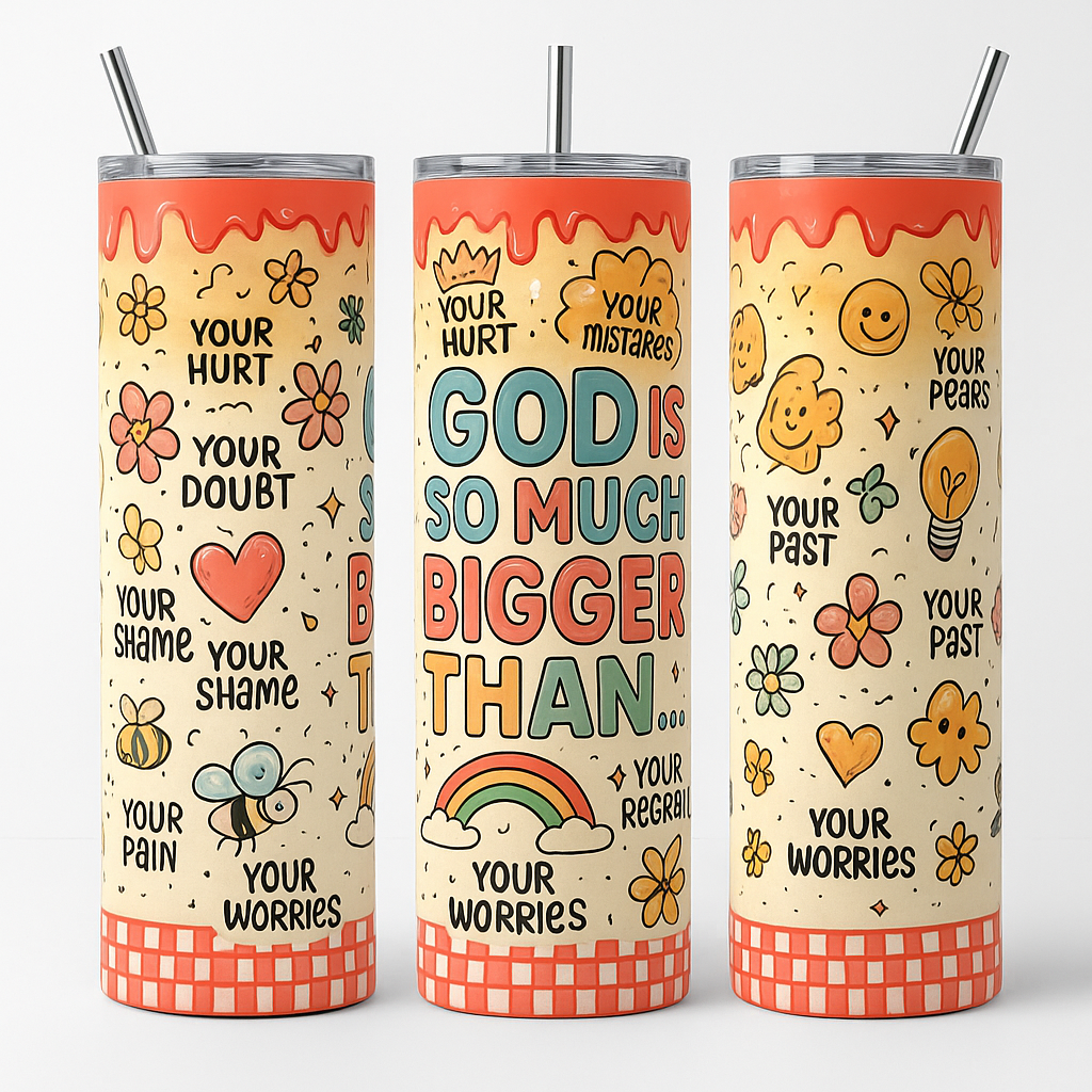 God Is So Much Bigger 20 oz Skinny Tumbler - Image 2