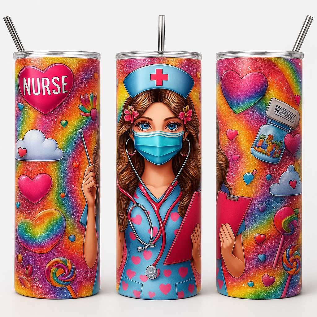 Nurse Heartbeat 20 oz Stainless Steel Skinny Tumbler - Image 2