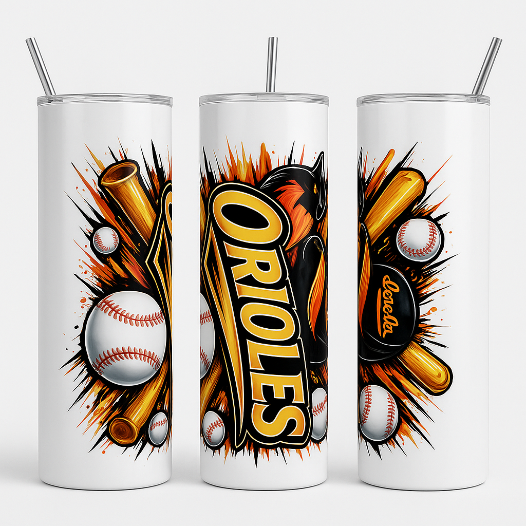 Orioles Burst Baseball Tumbler - Image 2
